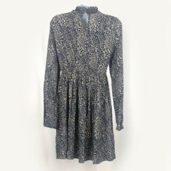 🟣Zara Navy and Cream Leopard Print Dress - Picture 2 of 3